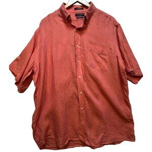 Daniel Cremieux Mens Classics Linen Button Down Shirt Short Sleeve Size XL Peach